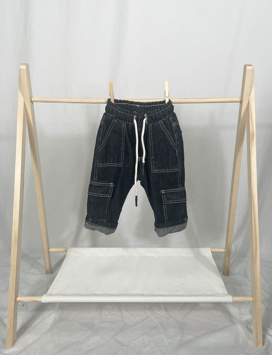Jeans Neonato nero Street cuciture a contrasto