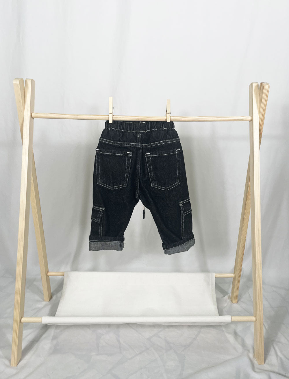 Jeans Neonato nero Street cuciture a contrasto