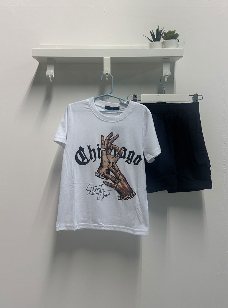Completo Bambino Rapper Chicago bianco nero