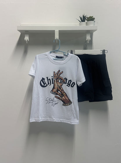 Completo Bambino Rapper Chicago bianco nero
