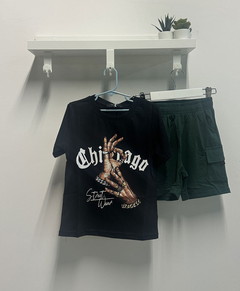 Completo Bambino Rapper Chicago nero verde
