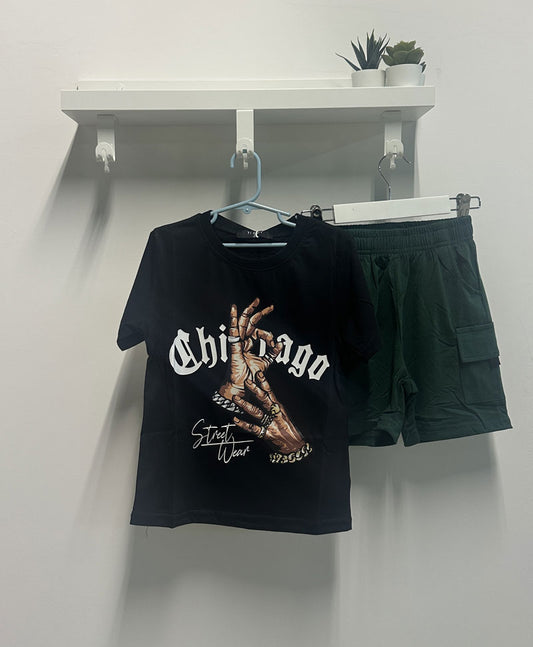 Completo Bambino Rapper Chicago nero verde