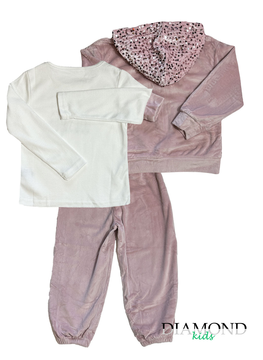 Completo Bambina Strass ciniglia rosa