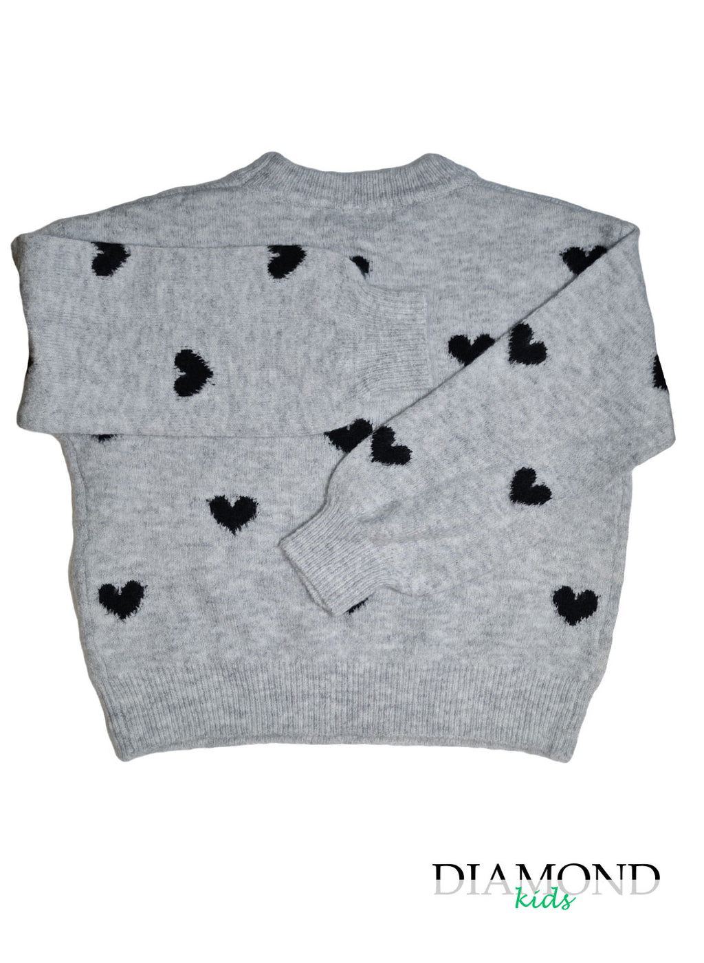 Maglioncino Bambina Cuori grigio