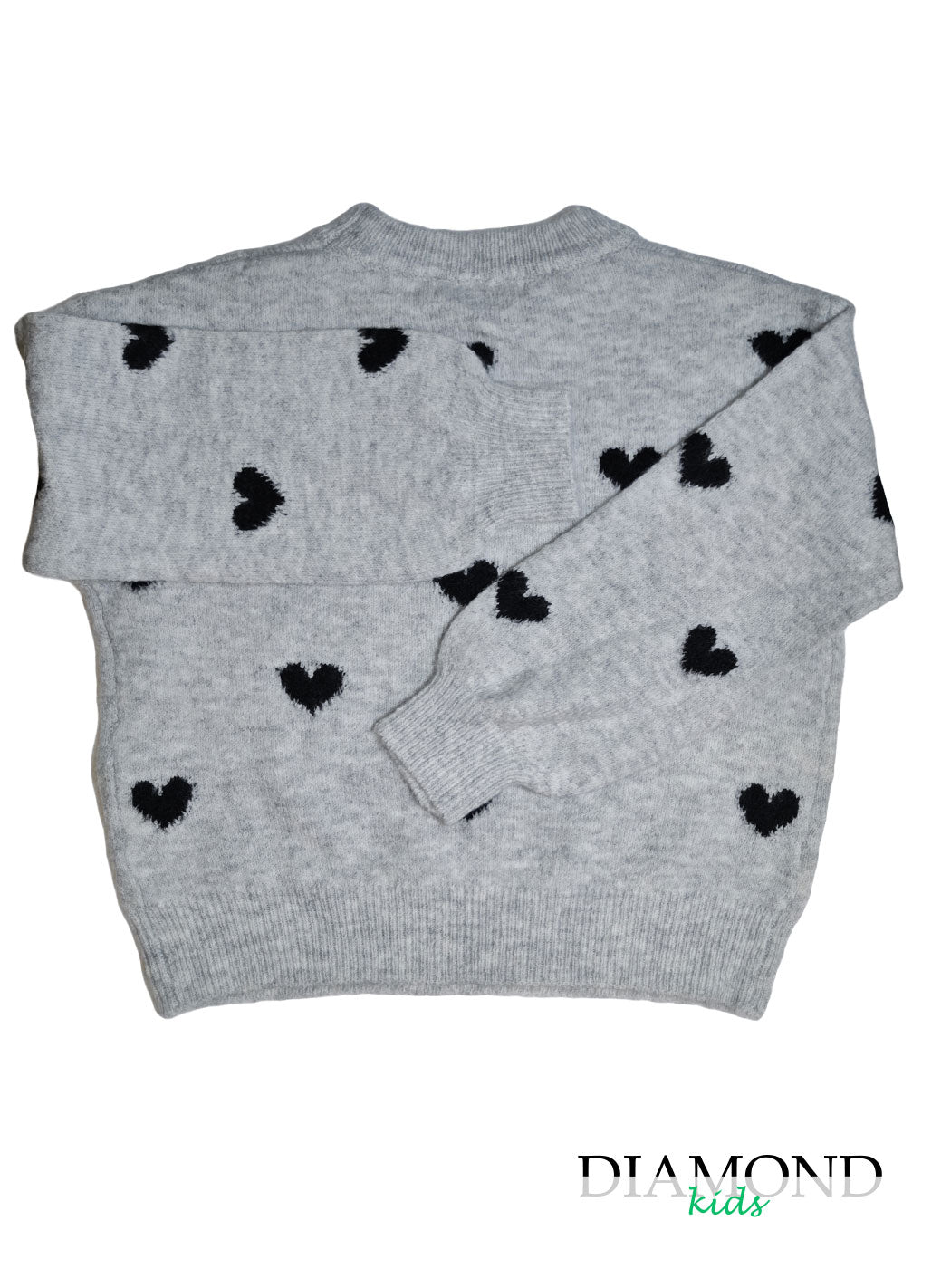 Maglioncino Bambina Cuori grigio