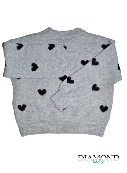 Maglioncino Bambina Cuori grigio