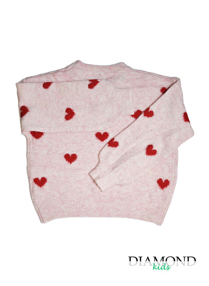 Maglioncino Bambina Cuori rosa