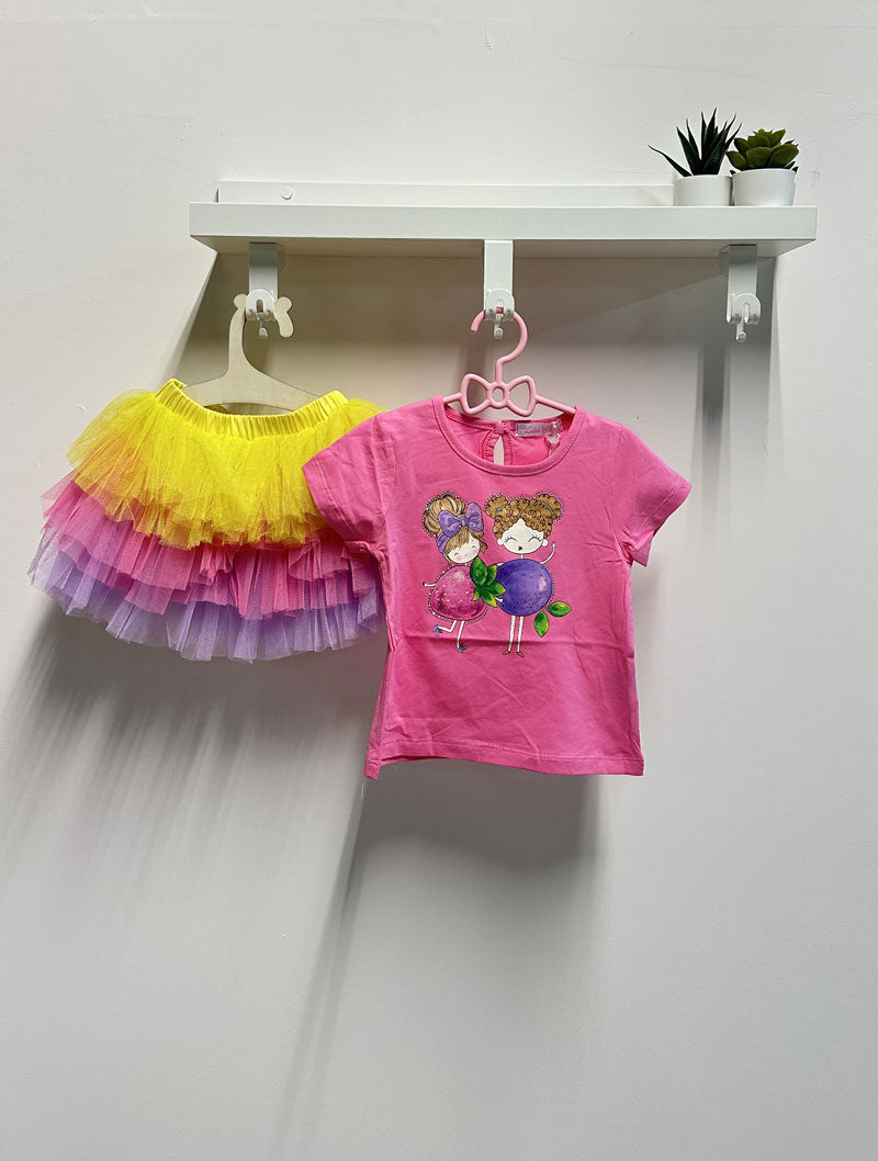 Completo Neonata Tulle multicolor fucsia