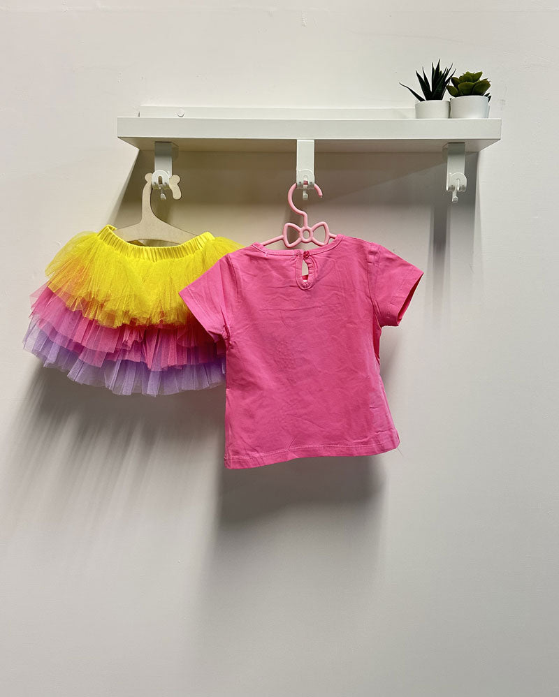 Completo Neonata Tulle multicolor fucsia