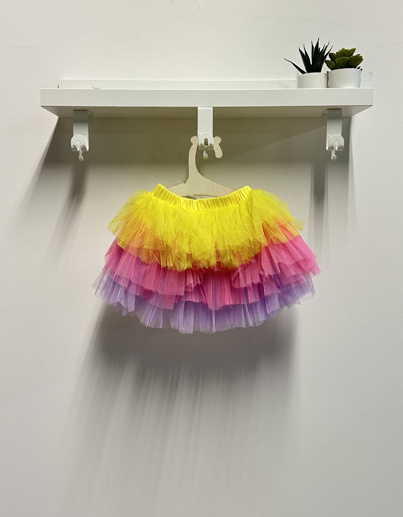 Completo Neonata Tulle multicolor fucsia