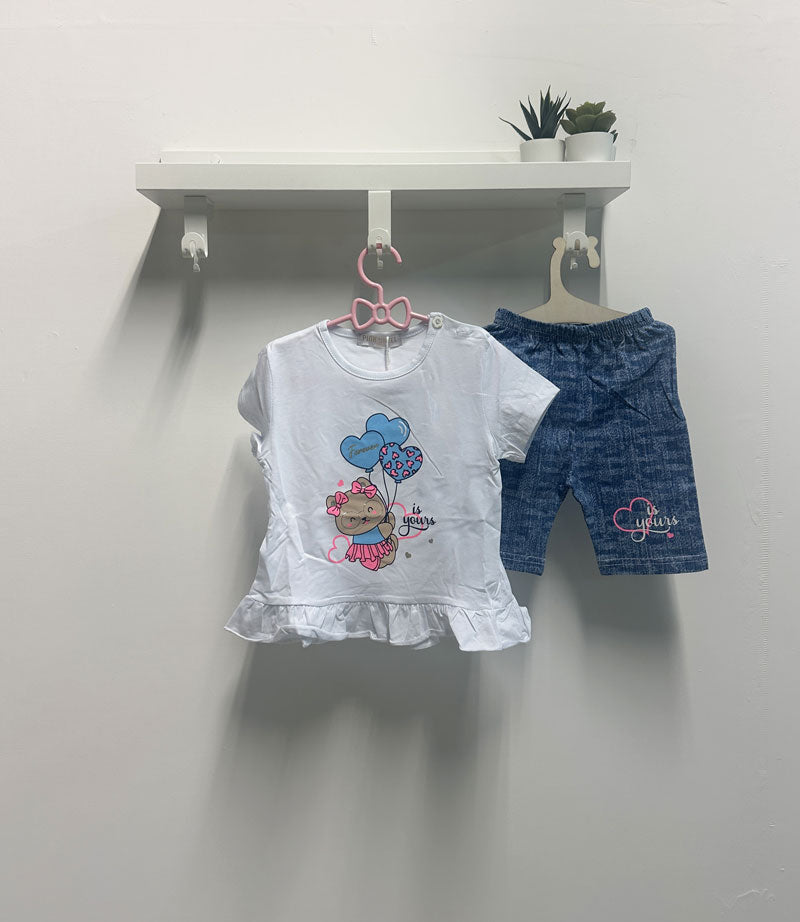 Completo Bambina Bear bianco