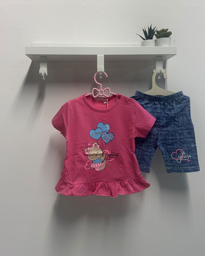 Completo Bambina Bear fucsia