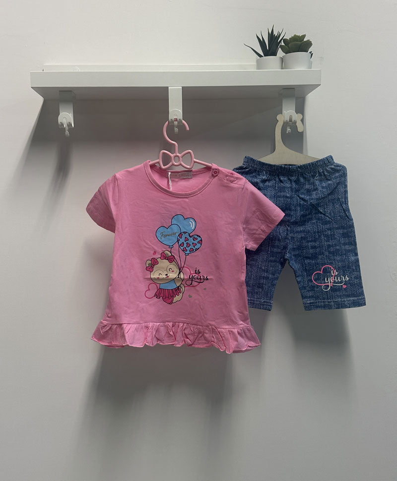 Completo Bambina Bear rosa
