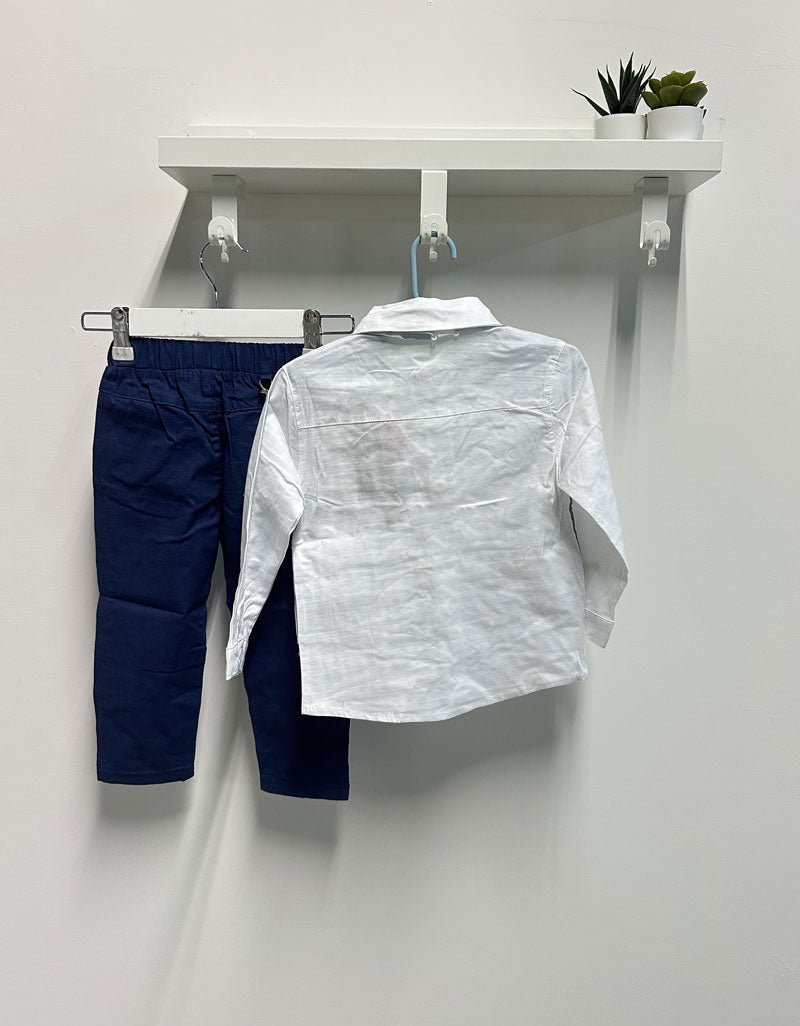 Completo Neonato Panciotto righe papillon blu