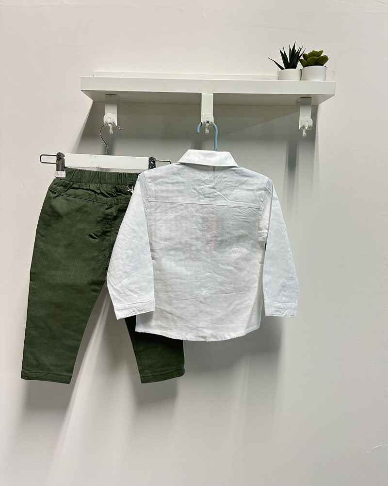 Completo Neonato Panciotto righe papillon verde
