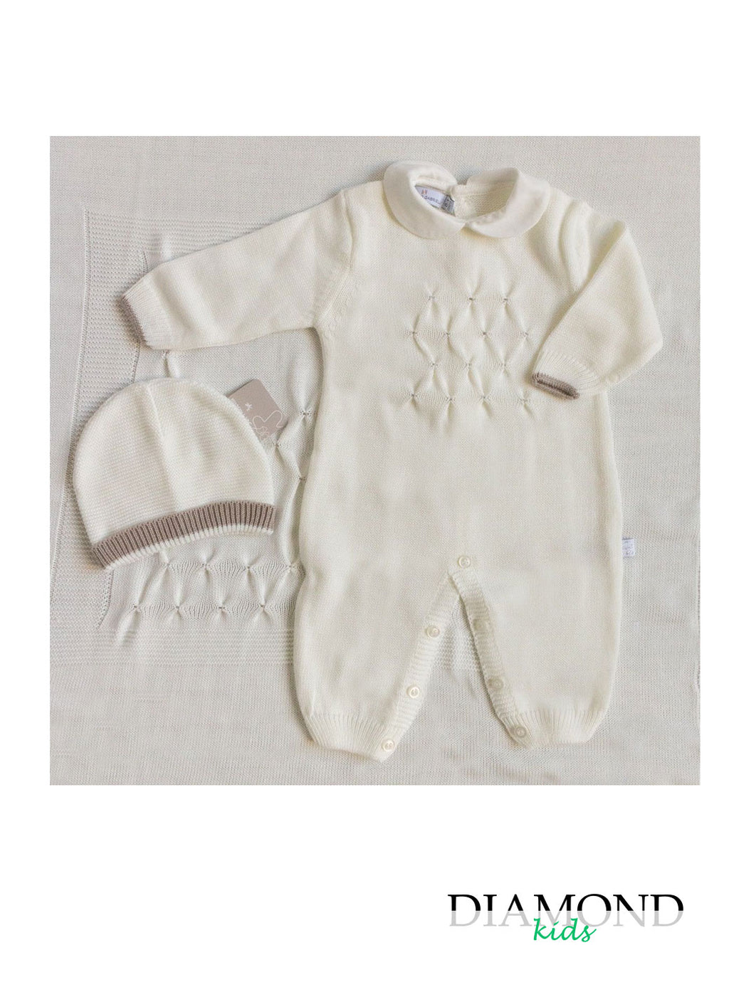 Set corredino prima nascita Nazareno 3 pezzi panna