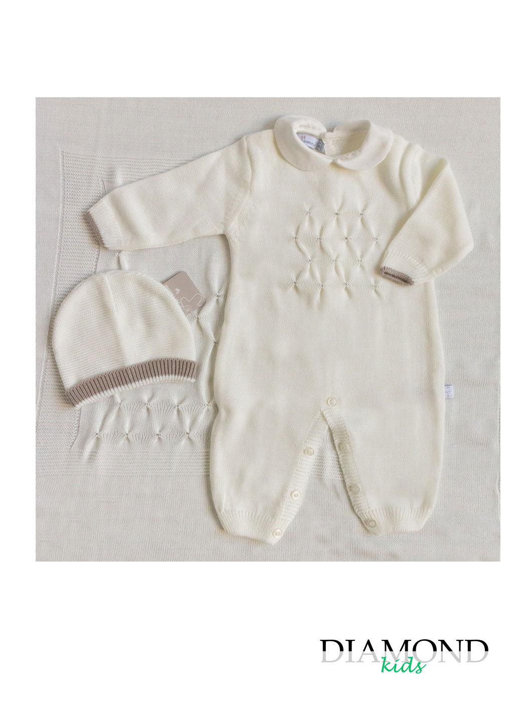 Set corredino prima nascita Nazareno 3 pezzi panna