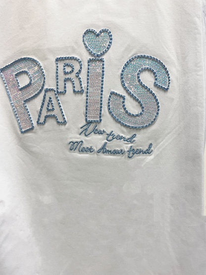T-shirt Bambina Paris bianca