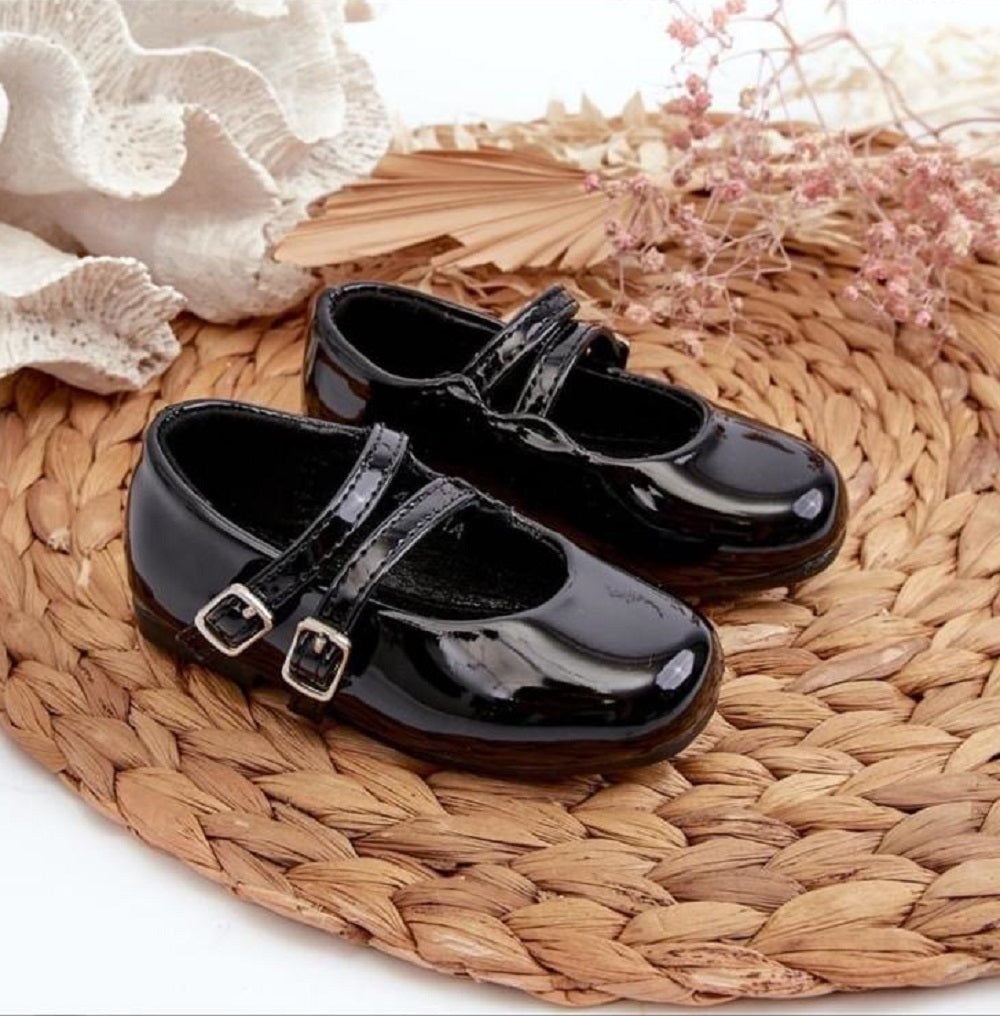 Mary Janes 21 Black Shiny Girls Ballet Flats