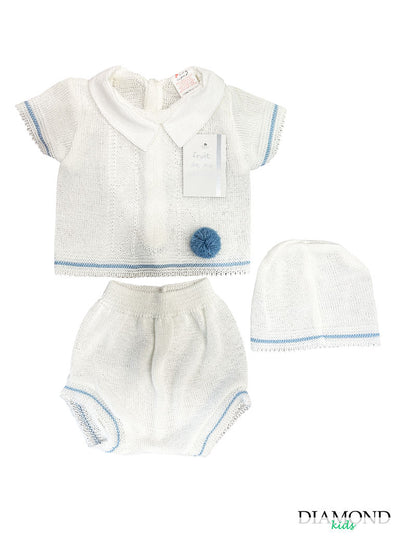 Completo Neonato Filo ponpon bianco