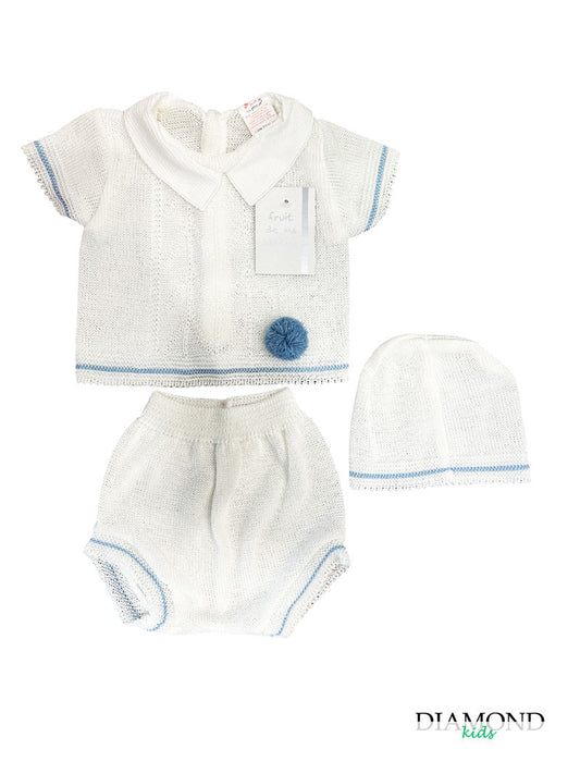 Completo Neonato Filo ponpon bianco
