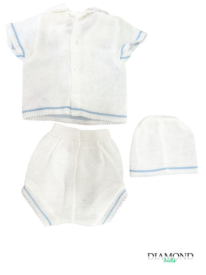 Completo Neonato Filo ponpon bianco