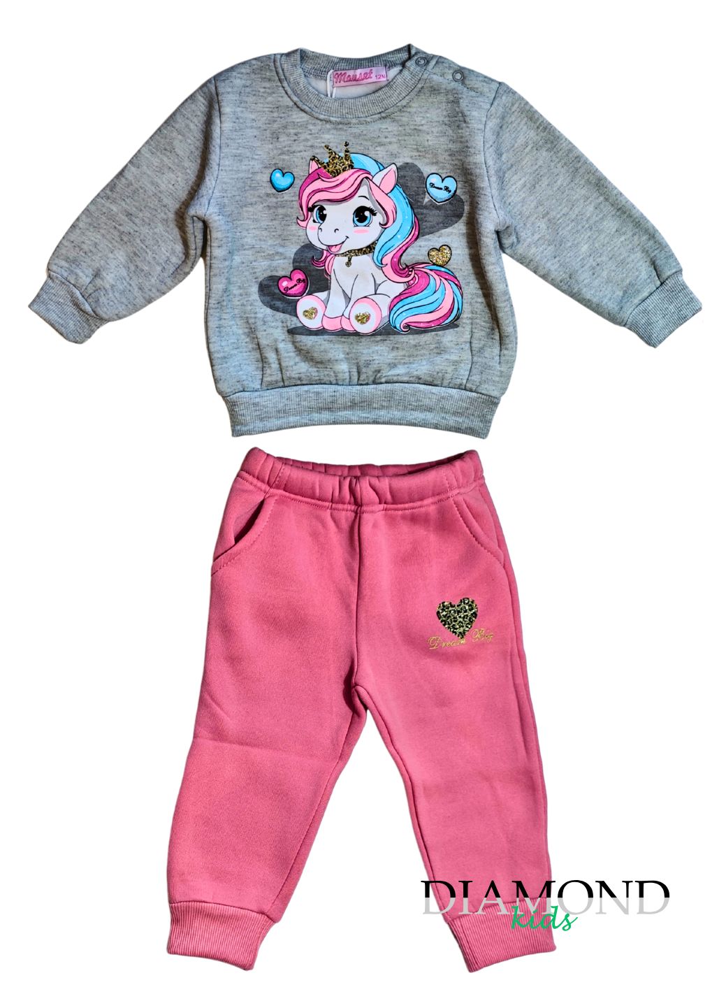 Completo Neonata Unicorn Rosa Grigia