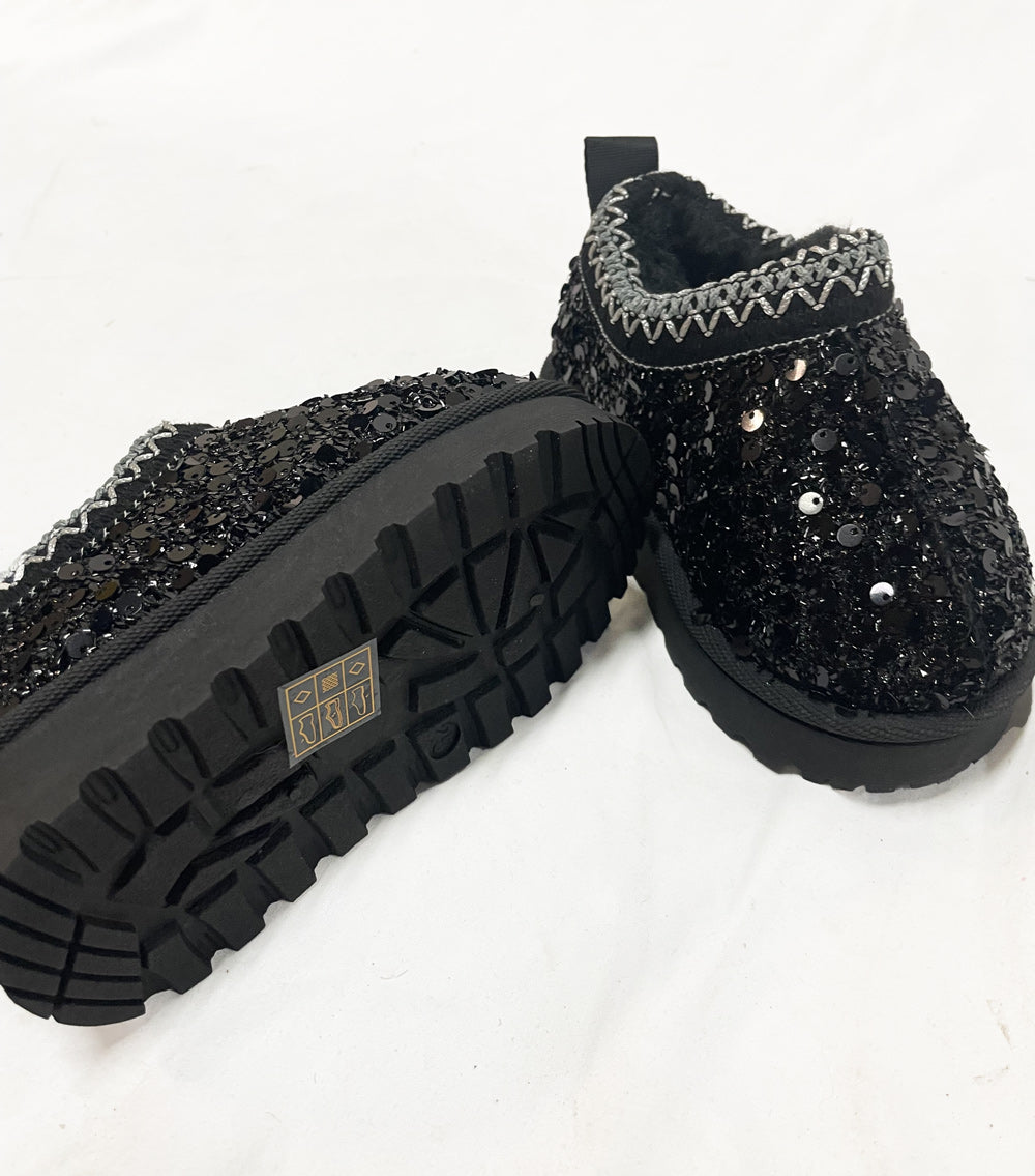 Tazz Glitter Black Girls Shoes