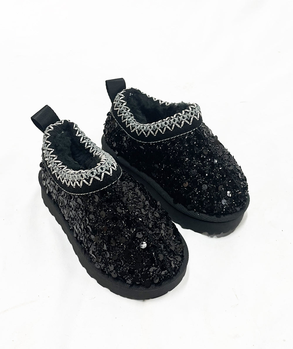 Tazz Glitter Black Girls Shoes