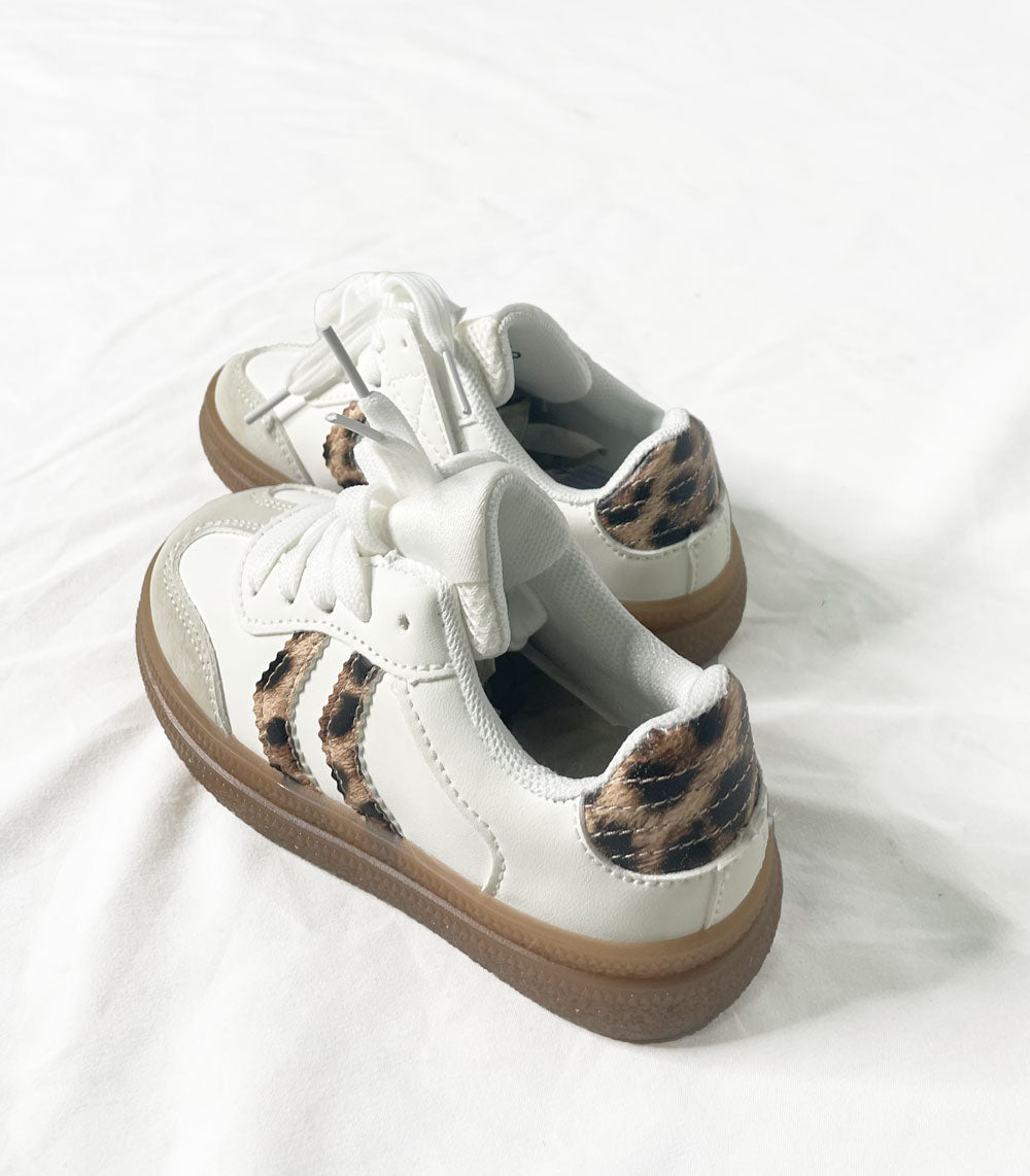 White leopard girl sneakers