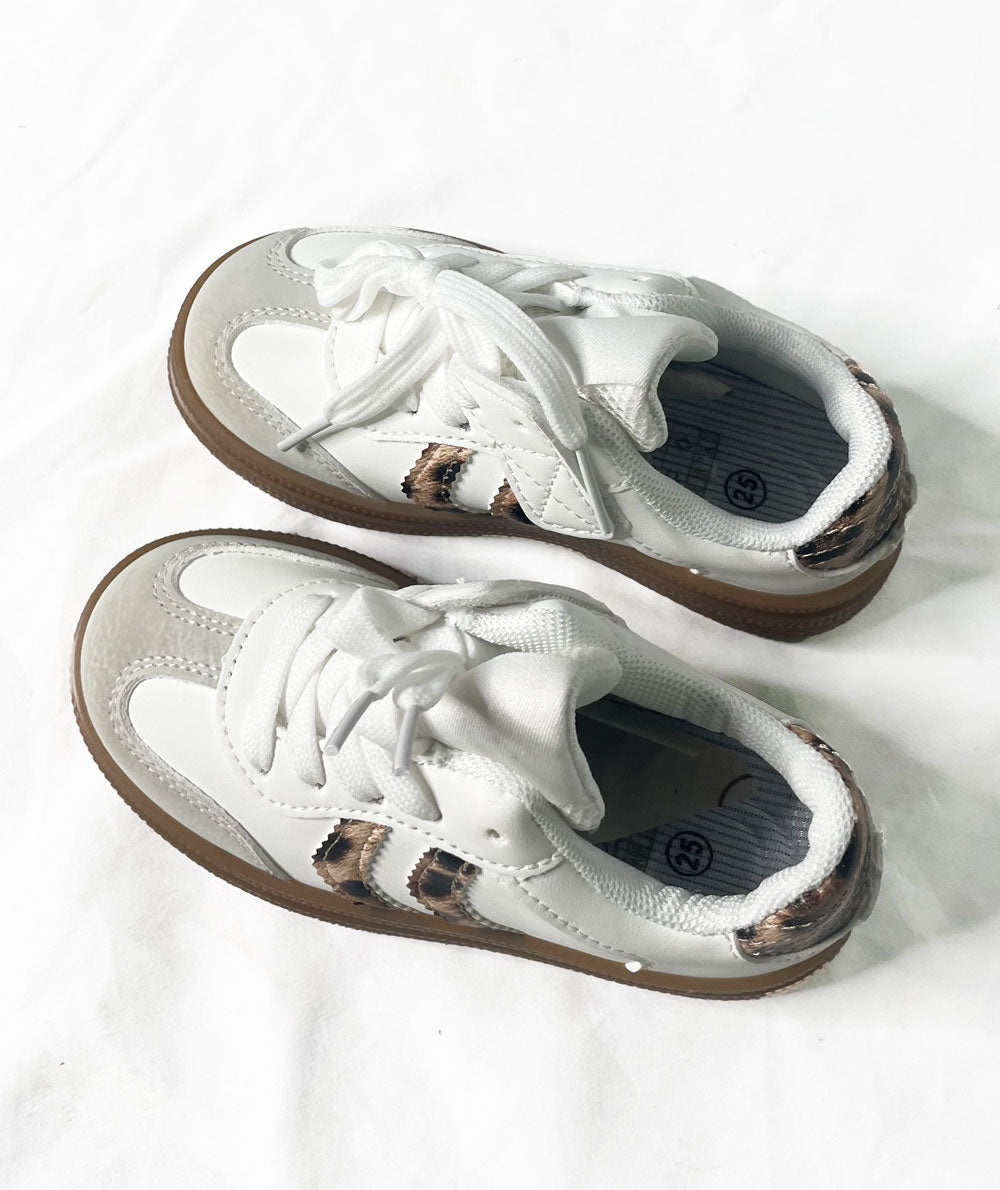 White leopard girl sneakers