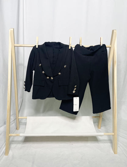 Tailleur Neonata nero oro bottoni sfoderato