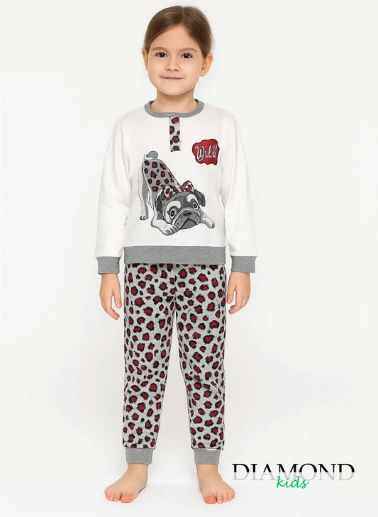 Pigiama Bambina Wild grigio maculato animalier