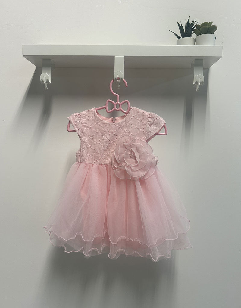 Abito Neonata fiore tulle rosa