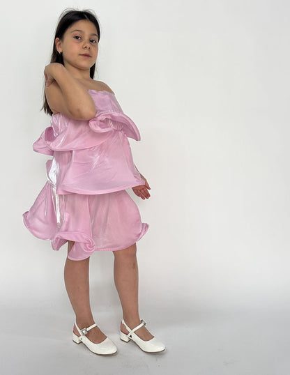 Abito Bambina Volant rosa lilla