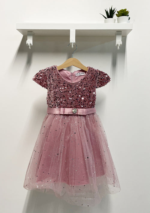 Abito Bambina Elegance rosa tulle stelline