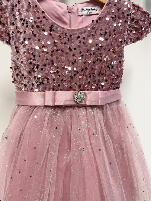 Abito Bambina Elegance rosa tulle stelline