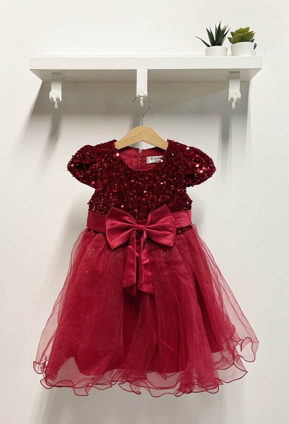 Elegance red tulle girl dress