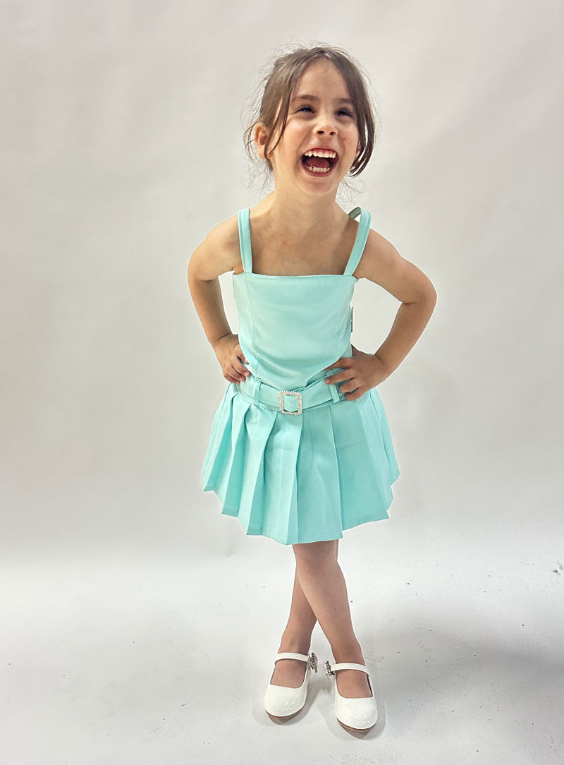 Abito Bambina Strass verde tiffany