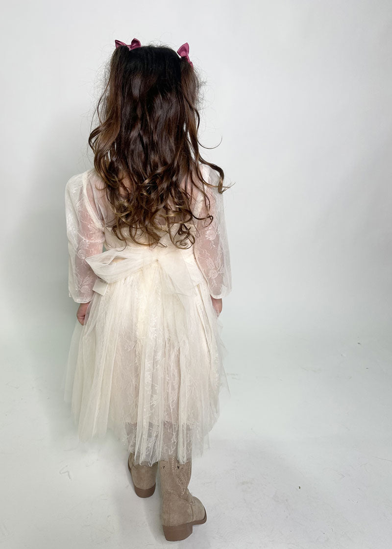 Abito Bambina Tulle fiocco panna