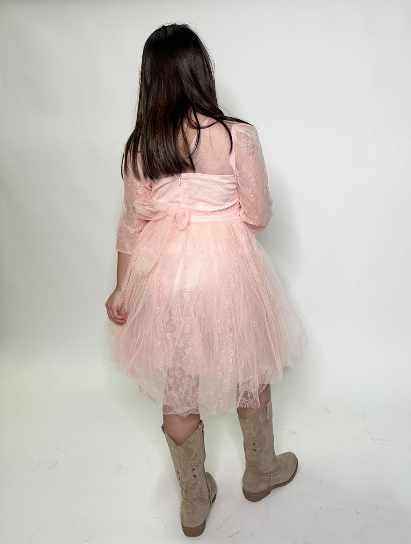 Abito Bambina Tulle fiocco rosa
