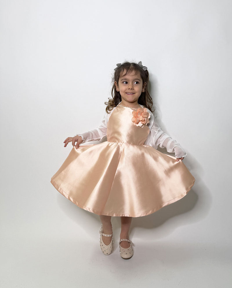 Abito Bambina Elegant fiore pesca