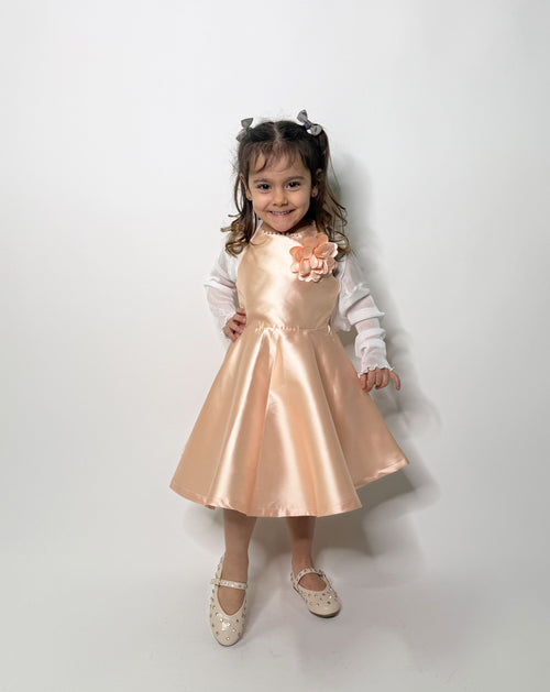 Abito Bambina Elegant fiore pesca