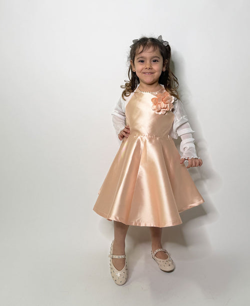 Abito Bambina Elegant fiore pesca