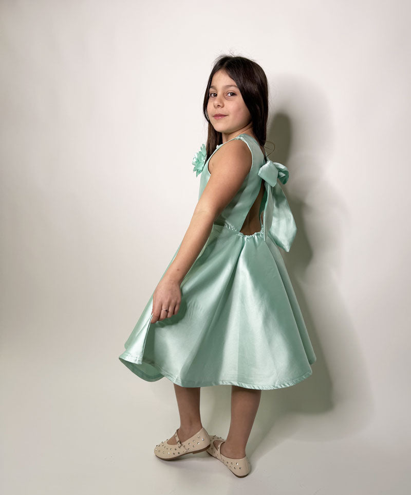 Abito Bambina Elegant fiore verde acqua