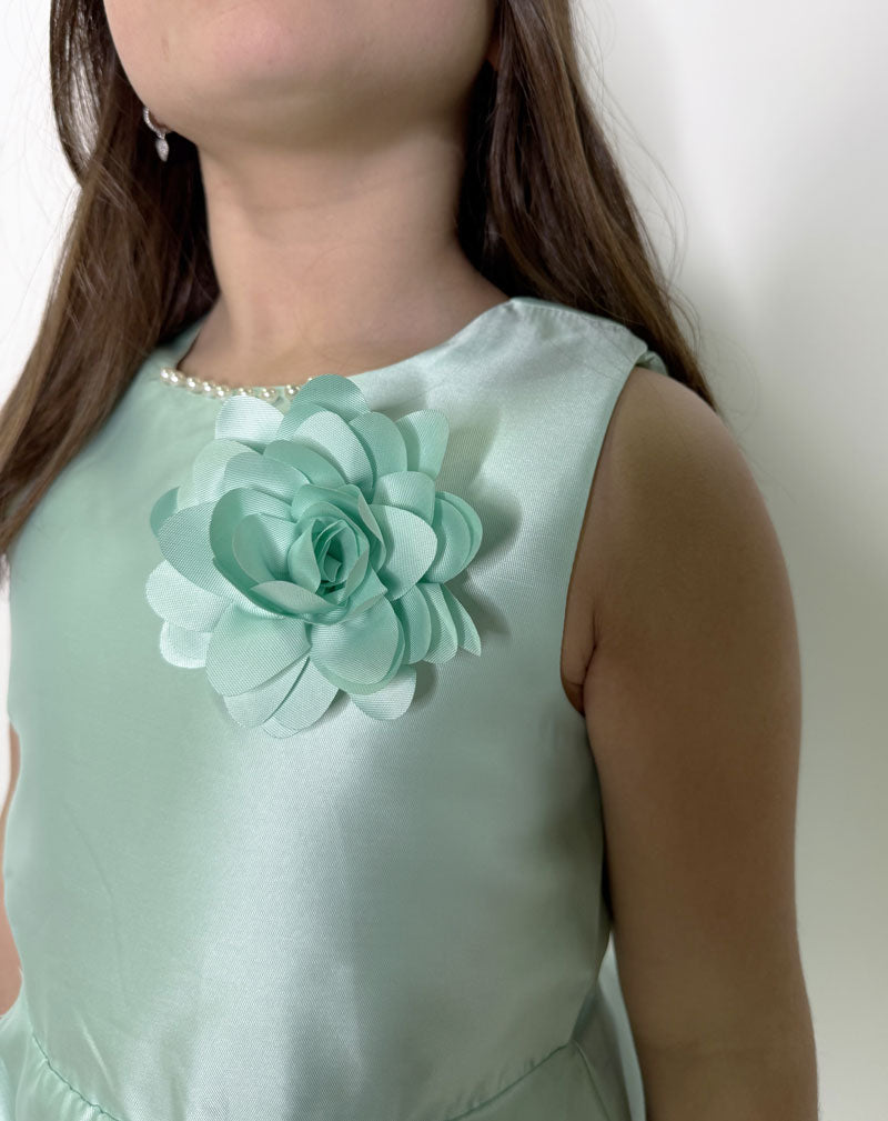 Abito Bambina Elegant fiore verde acqua