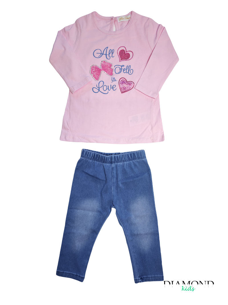 Completo Neonata all love rosa lilla
