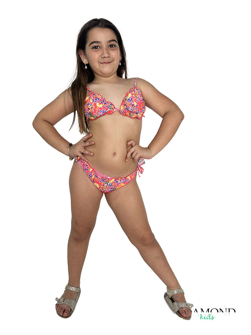 Costume Bambina Amalfi corallo