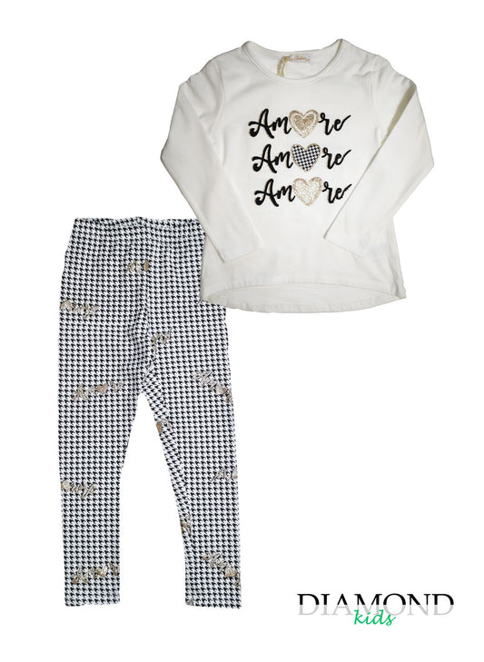 Completo Bambina Amore pied bianco