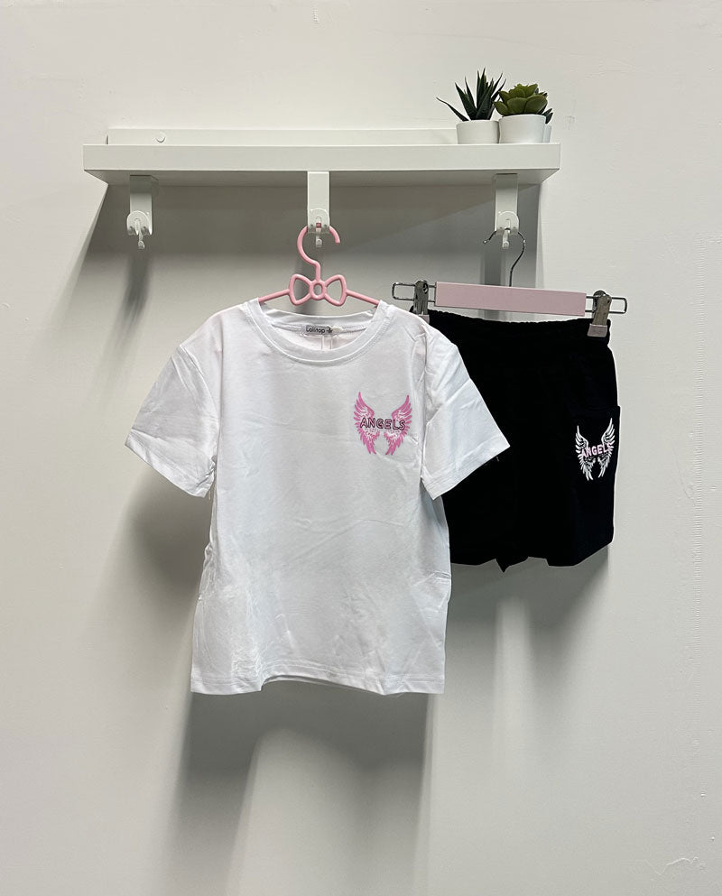 Completo Bambina Angel bianco e nero